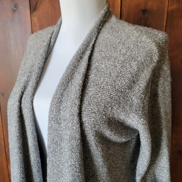 Barefoot Dreams Bamboo Chic Lite Cardigan S/M Heather Gray Open Front Waterfall - Picture 5 of 11